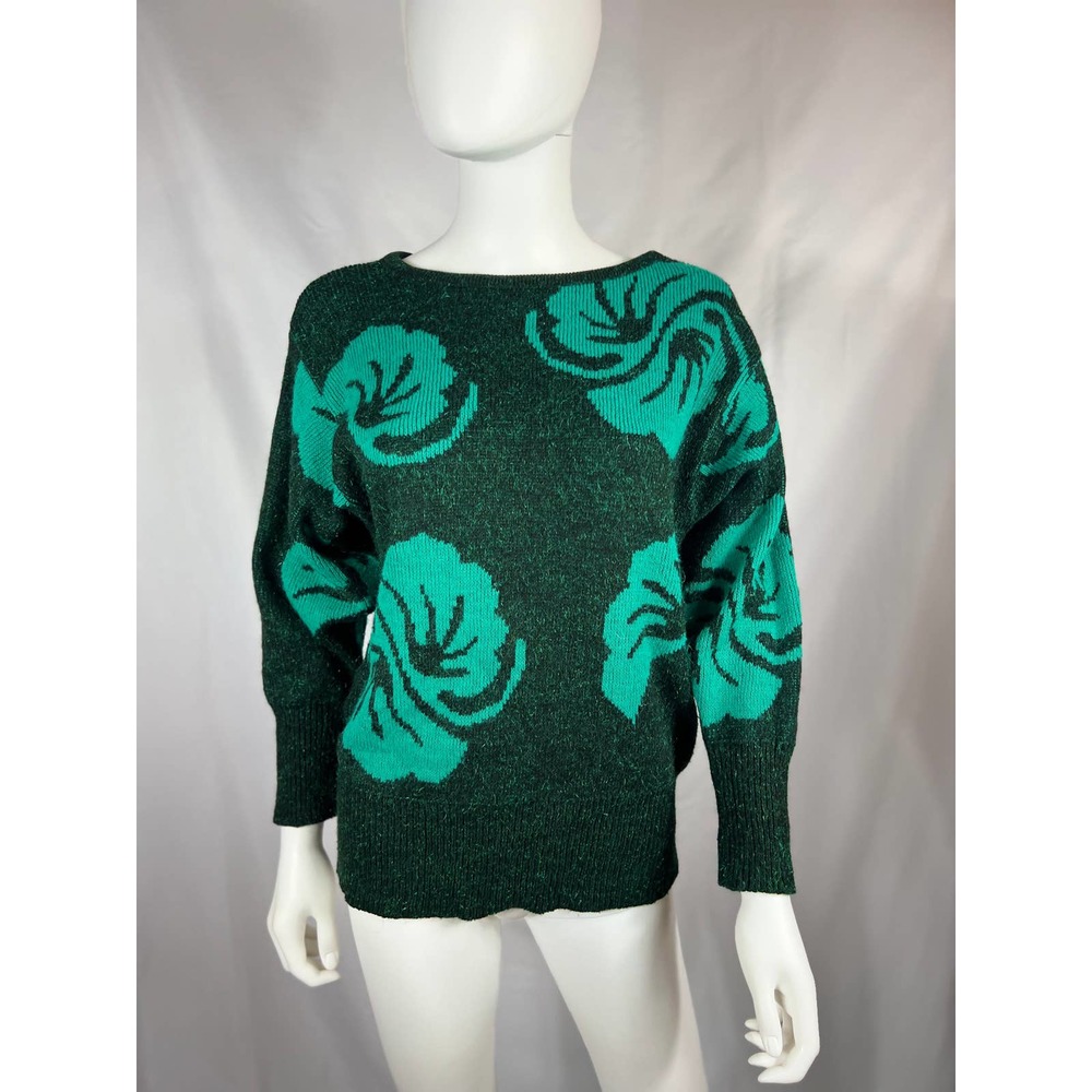 1990's Dark Green/ Teal Flower Sweater